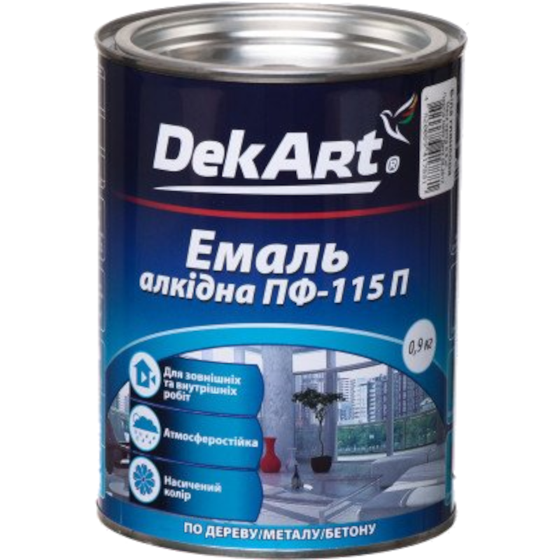 Емаль алкідна DEKART ПФ-115П, глянець 0,9кг